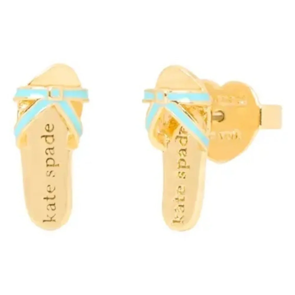 VACAY VIBE::Kate Spade New York Away We Go Flip Flop Thong Stud Earrings::NWT::
